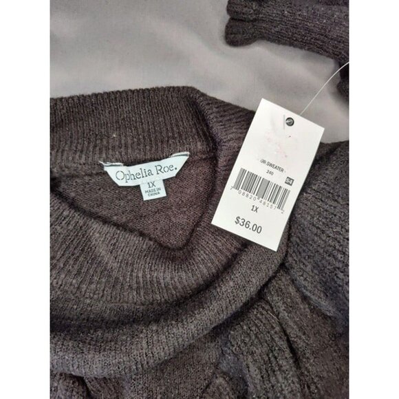 Women's Ophelia Roe Crew Neck Ruffle Sweater Black - Picture 7 of 7